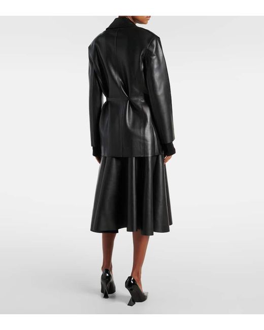 Norma Kamali Black Oversized Faux Leather Blazer