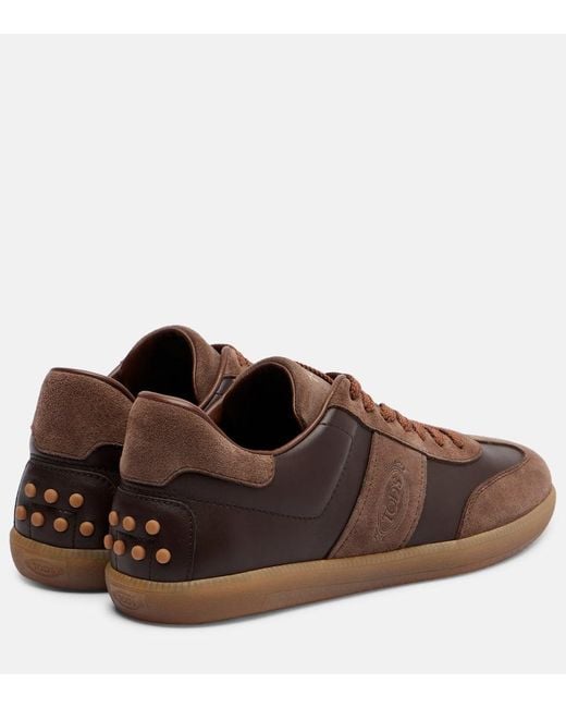 Tod's Brown Tabs Suede And Leather Sneakers