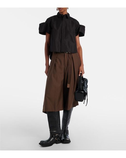 Sacai Brown Pleated Belted Shorts