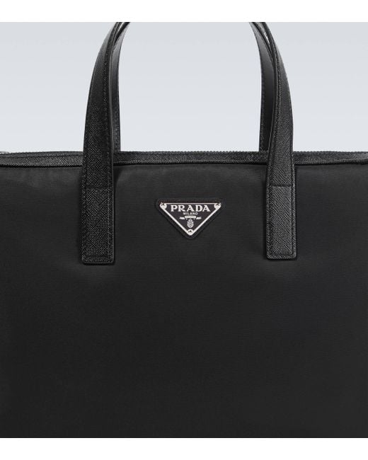 Prada Re nylon Leather trimmed Briefcase in Black for Men Lyst UK