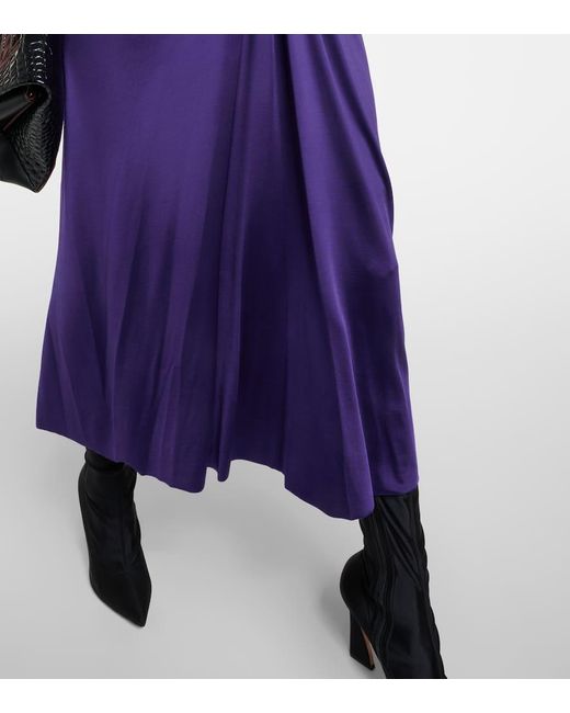 Victoria Beckham Purple Ruched Slim-fit Stretch-woven Midi Dress