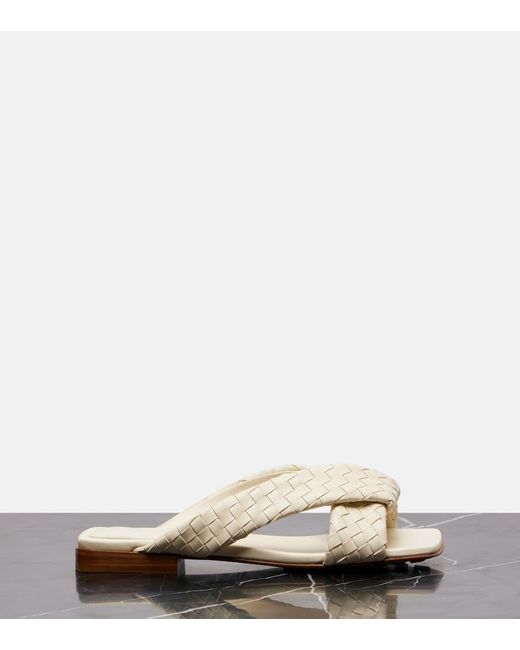 Bottega Veneta Natural Riva Intrecciato Leather Sandals