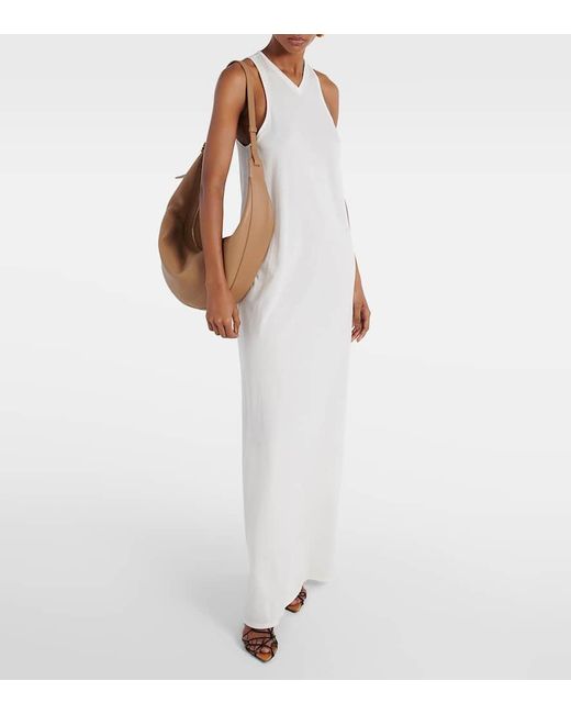 Khaite White Vernetta Cotton-Blend Jersey Maxi Dress