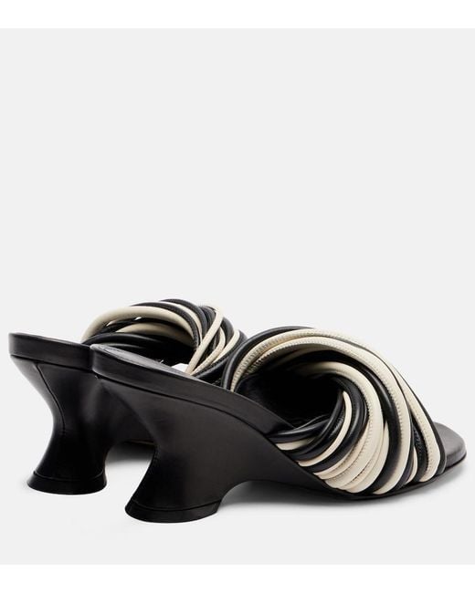 Dries Van Noten Black 75 Leather Wedge Mules