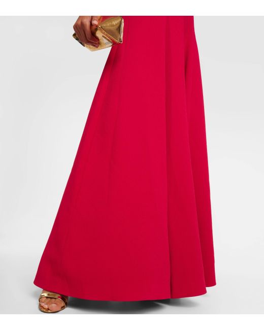 Emilia Wickstead Red Oakley Pleated Crepe Maxi Dress