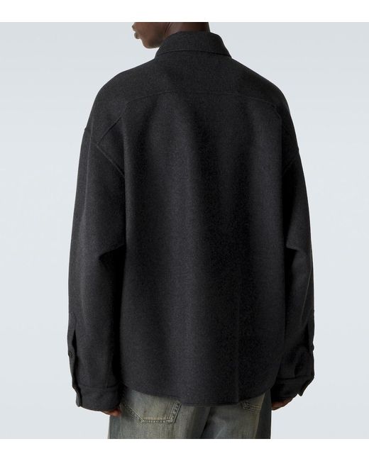 Balenciaga Blue Wool-Blend Zip-Up Overshirt for men