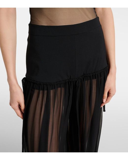 Nensi Dojaka Black Mesh-Trimmed Silk Balloon Pants