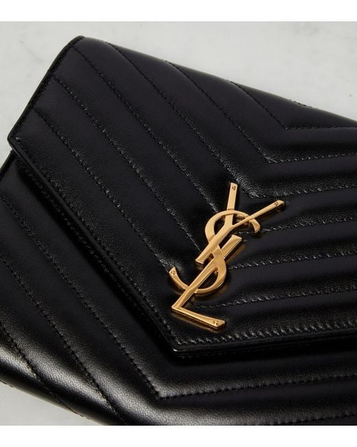 Saint Laurent Black Cassandre Matelassé Leather Clutch Bag