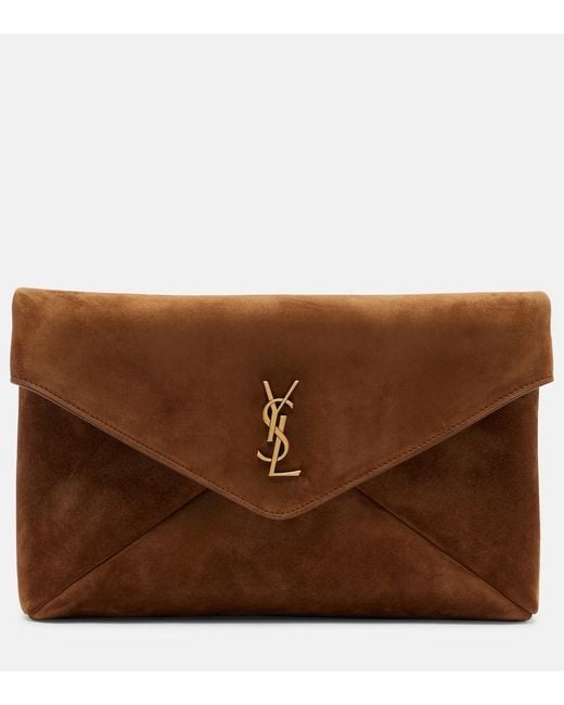 Saint Laurent Brown Cassandre Suede Pouch