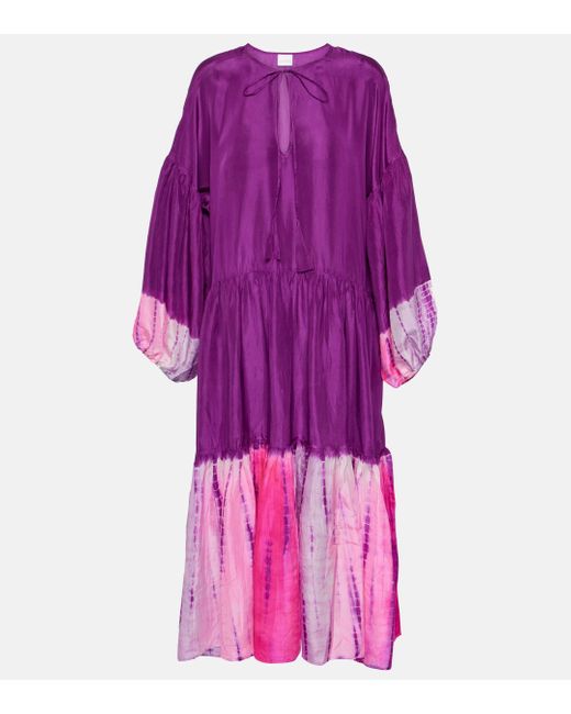 Anna Kosturova Purple Amelia Tie-dyed Silk Maxi Dress