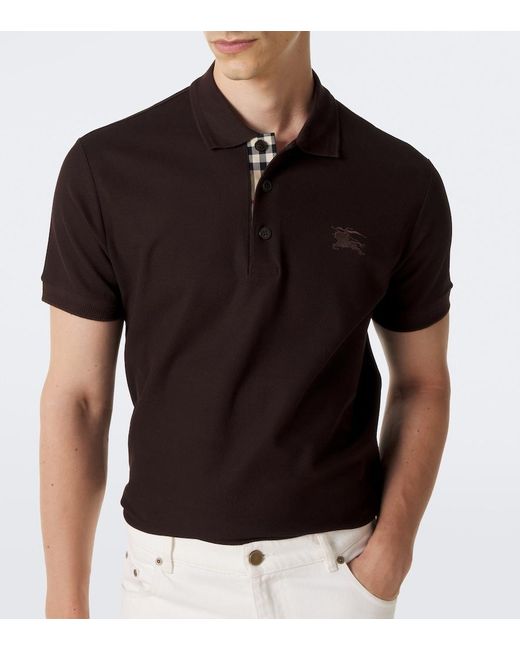 Burberry Black Ekd Cotton Pique Polo Shirt for men