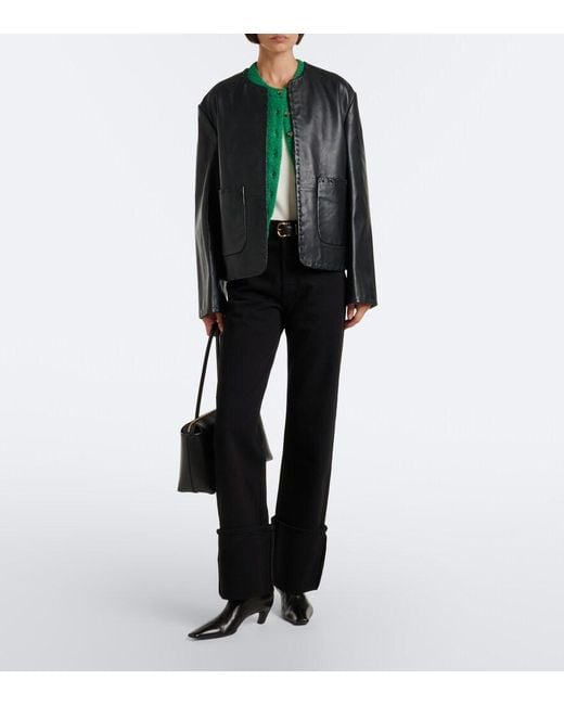 Agolde Black Big Cuff Wide-Leg Jeans