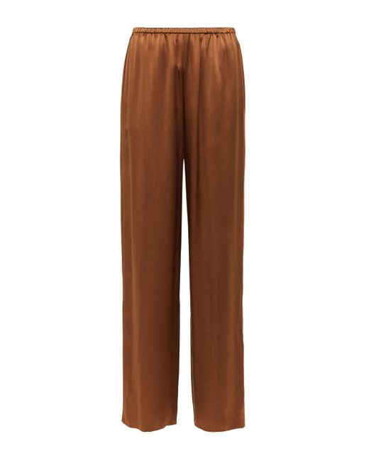 Vince Brown Wide-leg Silk Pants