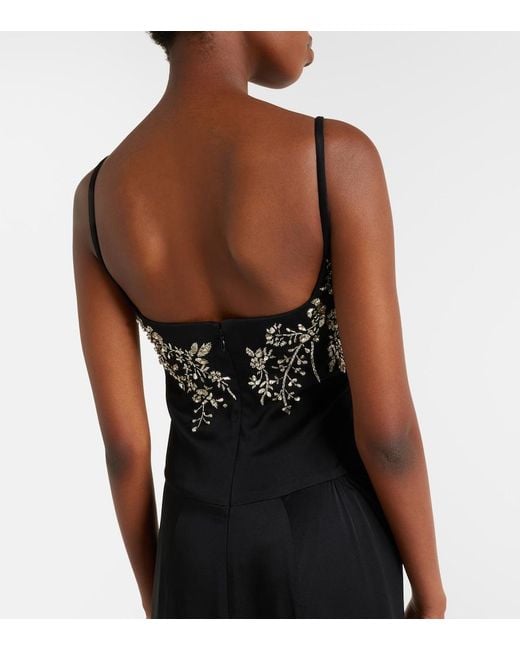 McQueen Black Draped Embellished Gown