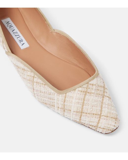 Aquazzura Natural Maia Tweed Ballet Flats