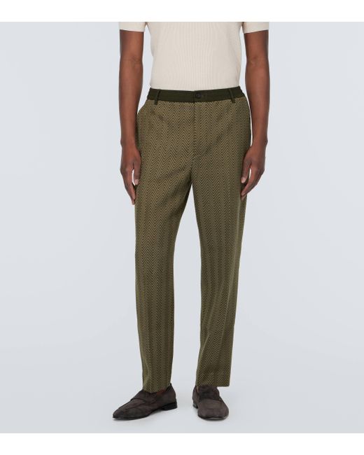 Missoni Green Zig Zag Cotton-blend Straight Pants for men