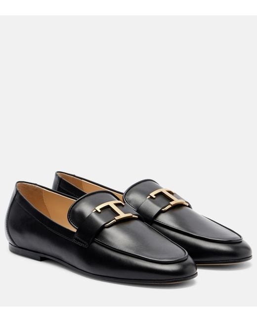 Tod's Black T Timeless Leather Loafers