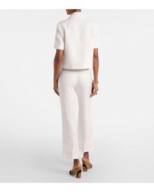 Etro White Linen Bootcut Pants