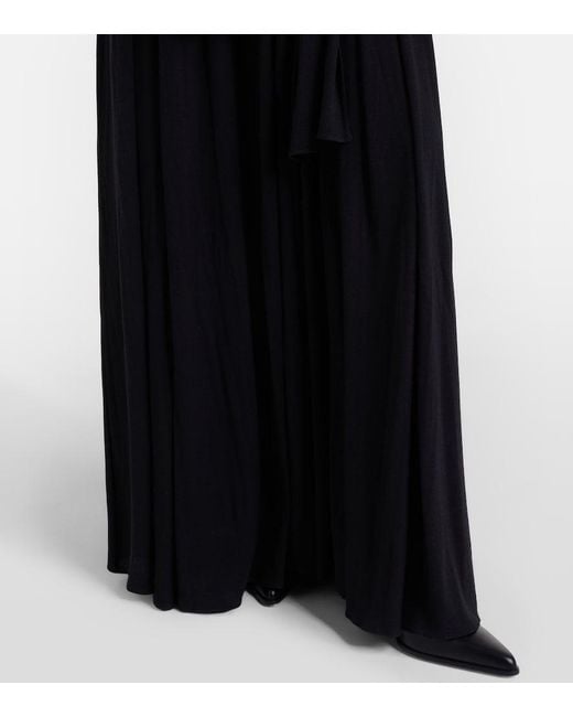 Calvin Klein Black Yasmine Scarf-Detail Cotton-Blend Maxi Gown