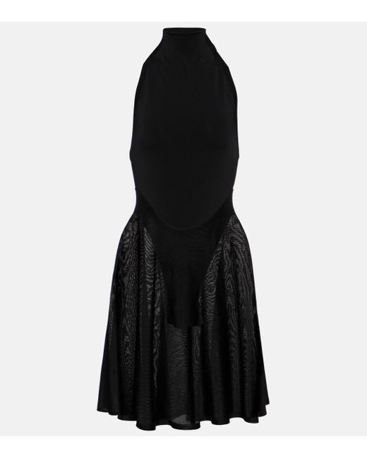 Alaïa Black Jersey And Mesh Minidress