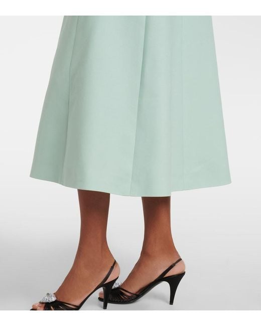 Valentino Green Crepe Couture Embellished Midi Dress