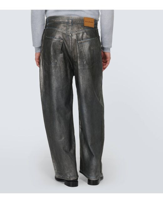 Acne Gray Mid-rise Metallic Wide-leg Jeans for men