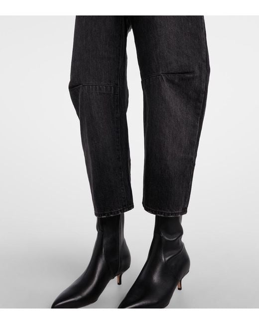 Nili Lotan Black Shon Mid-Rise Barrel-Leg Jeans
