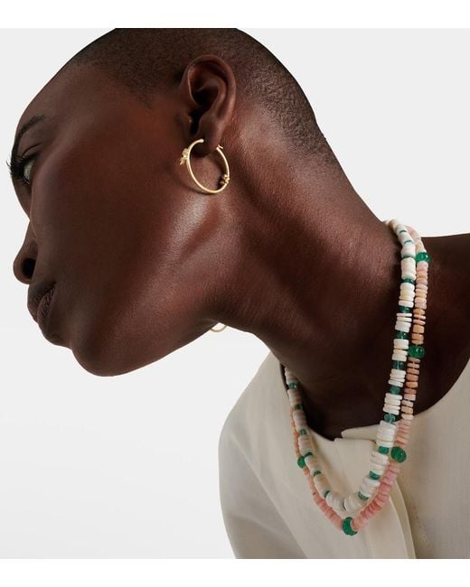 Ileana Makri White Medium 18Kt Hoop Earrings With Diamonds