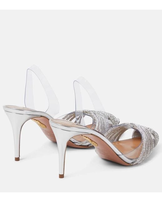 Aquazzura Gatsby 75 Embellished Slingback Pumps | Lyst