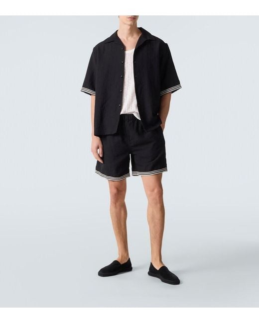 Camisa Bordada Commas de hombre de color Black