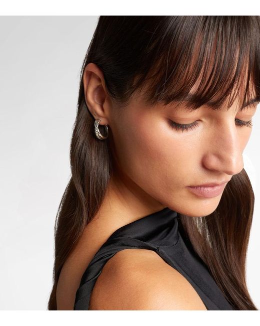 David Yurman Metallic Crossover Sterling Hoop Earrings