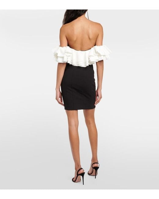 Staud Black Kiara Off The Shoulder Ruffled Neckline Sheath Dress
