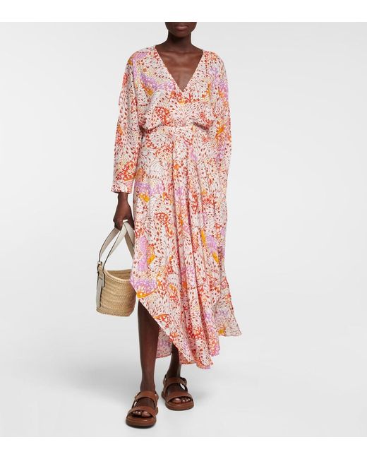 Poupette Red Ilona Printed Maxi Dress