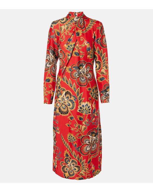 Robe Midi A Fleurs Farm Rio en coloris Red