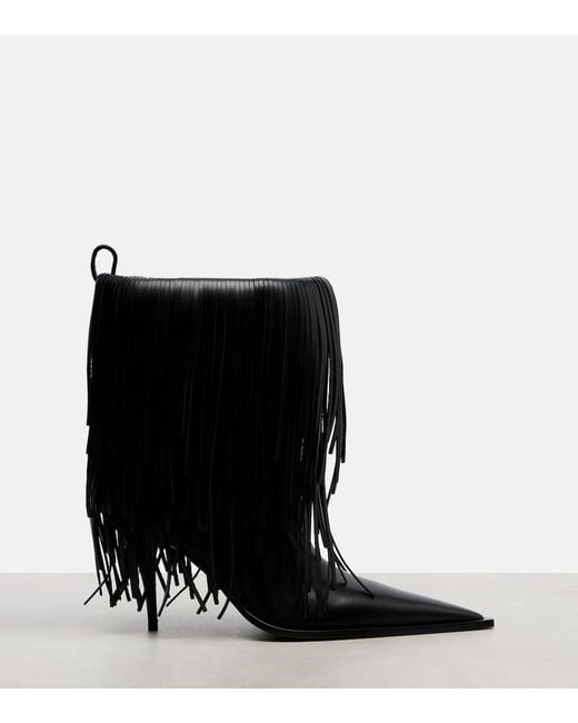 Balenciaga Black Avenue Fringe Leather Ankle Boots