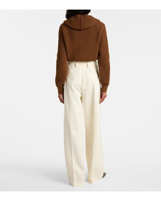 Max Mara White Molo Pleated Wool And Cotton-Blend Pants