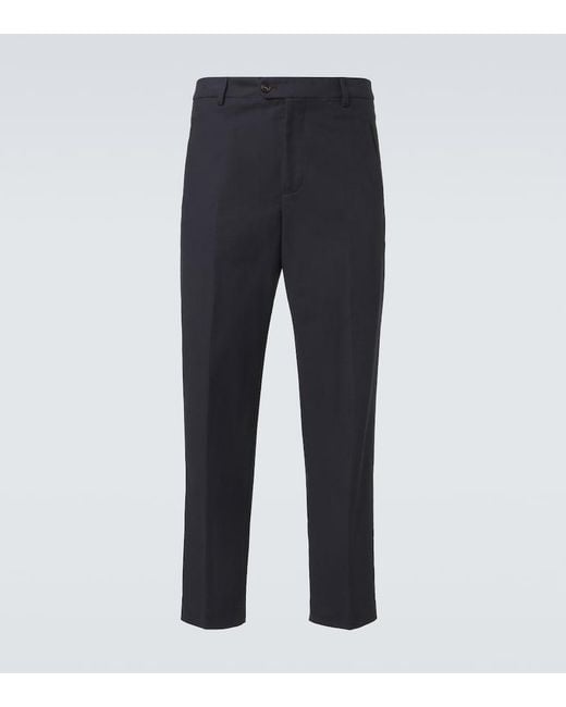 Umit Benan Blue Matt Cotton-Blend Straight Pants for men