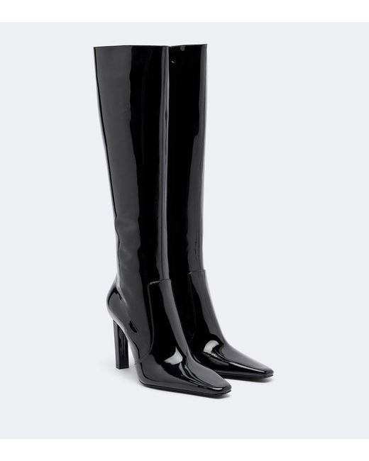 Saint Laurent Black Francoise Patent Leather Knee-High Boots