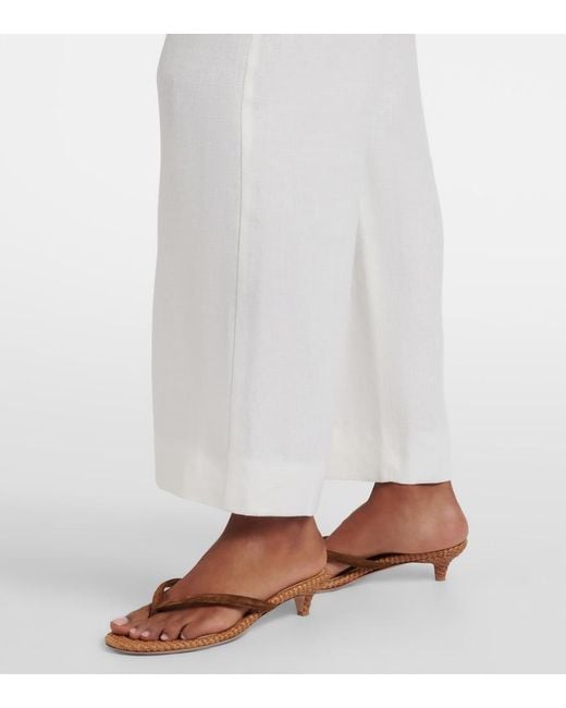 Max Mara White Amedea Linen Wide-Leg Pants