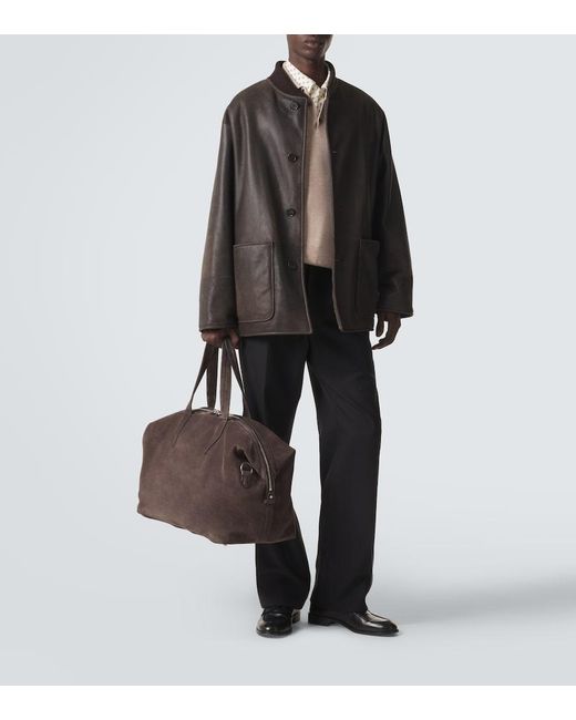 Metier Black Nomad Weekend Suede Duffel Bag for men
