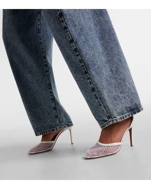 Alaïa White Pumps Aus Leder Und Mesh