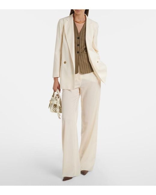 Max Mara Natural Double-Breasted Virgin Wool Blazer