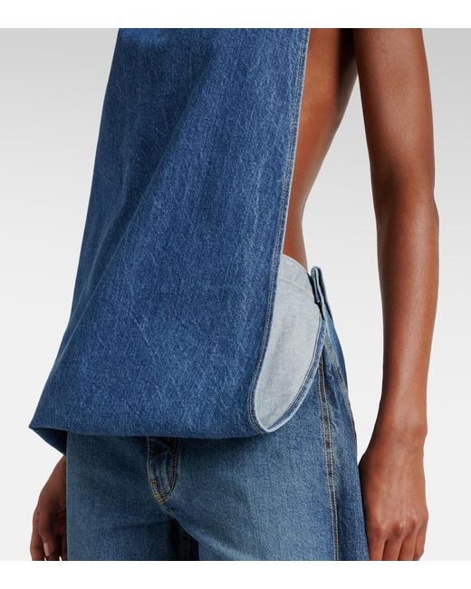 Alaïa Blue Caped Denim Top
