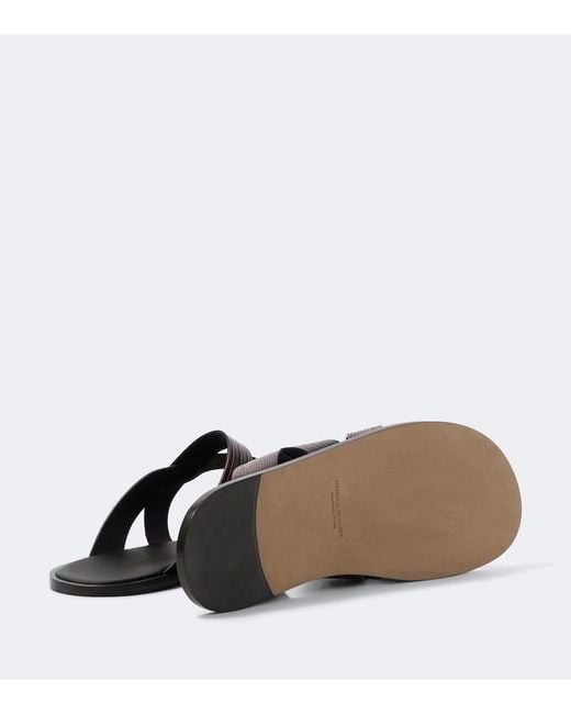 Manolo Blahnik Brown Marvin Croc-Effect Leather Slides for men