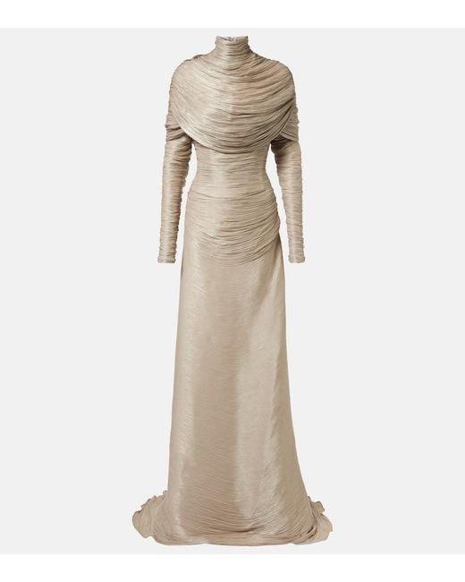 Marmar Halim Natural Ruched Gown