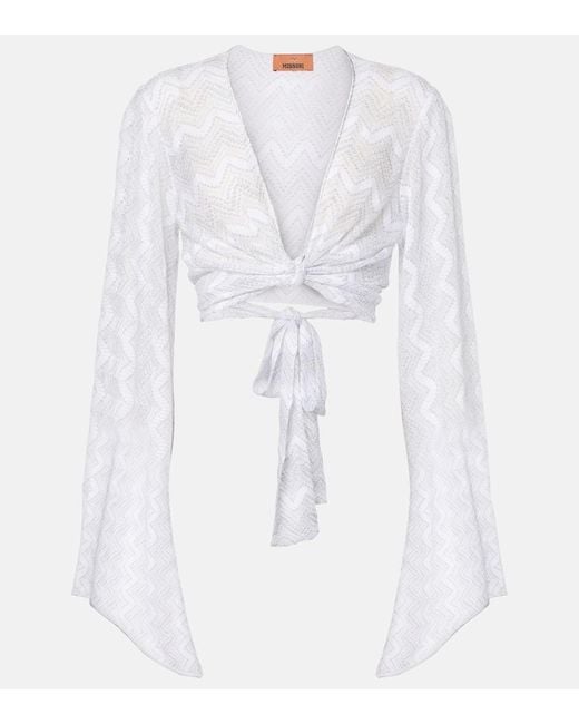 Missoni White Cropped-Top Aus Haekelstrick