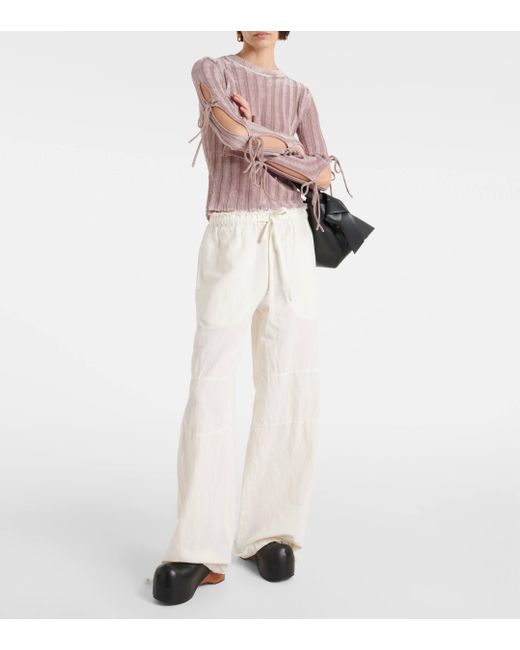 Pantalon ample en coton et lin Acne en coloris White