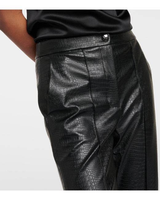 Pantalon evase Queva en cuir synthetique Max Mara en coloris Gray