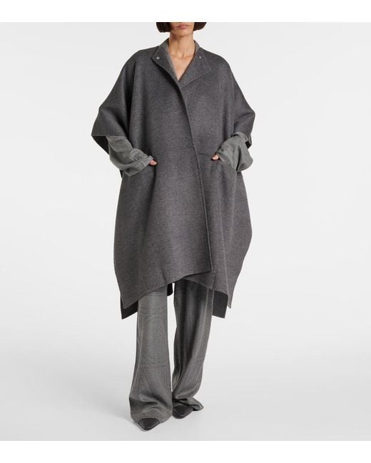 Totême Gray Double Scarf Wool Coat
