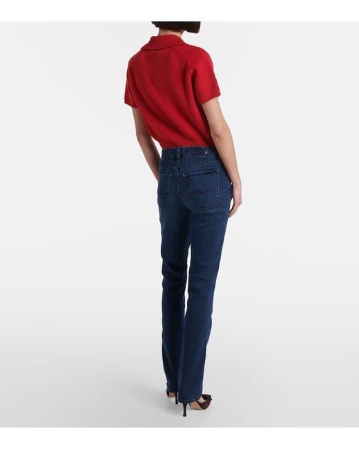 7 For All Mankind Blue Kimmie Mid-Rise Straight Jeans